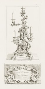 Projet de grand chandelier à branche pour le Roi, Chandelier à cinq branches avec un dragon, 2ème Pl...